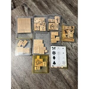 Stampin Up Wood Rubber Stamp Lot 10 sets